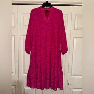 SHEIN Fuchsia Long Sleeve Lace Dress